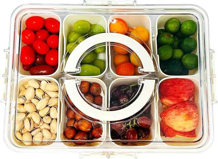 Snackle Box Container Meal Prep Divided Portion Serving Platters and Trays with Lid Handle Reusab... | Amazon (US)