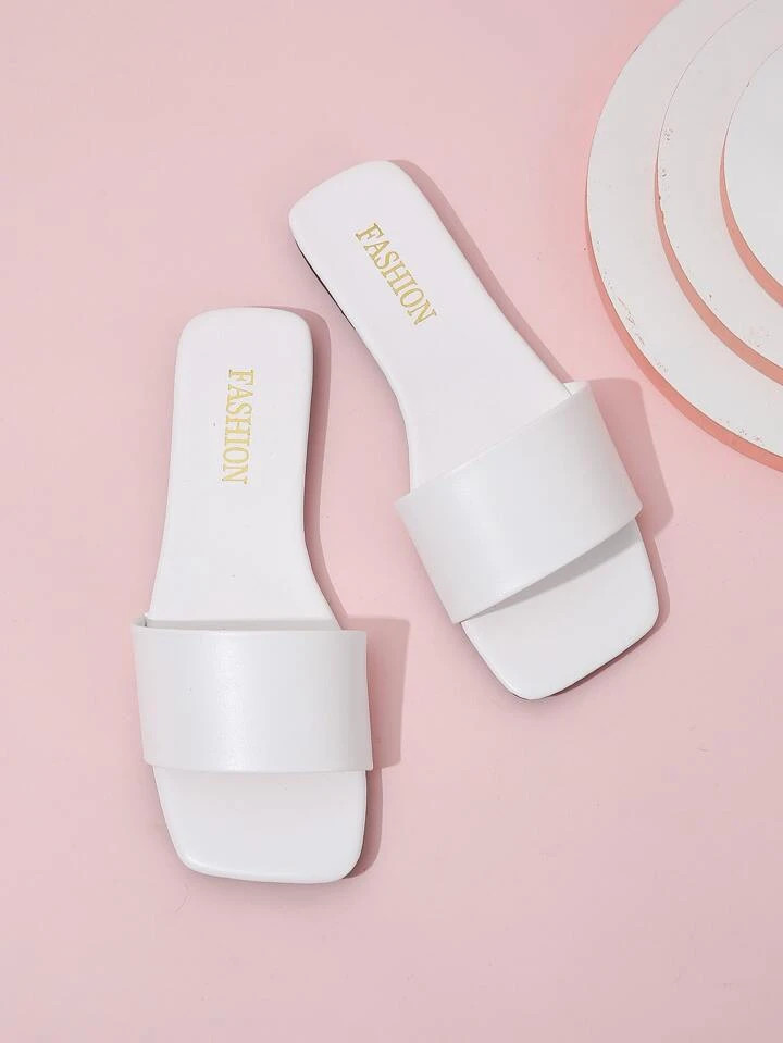 Mujer Sandalias planas con banda única elegante exterior blanco | SHEIN