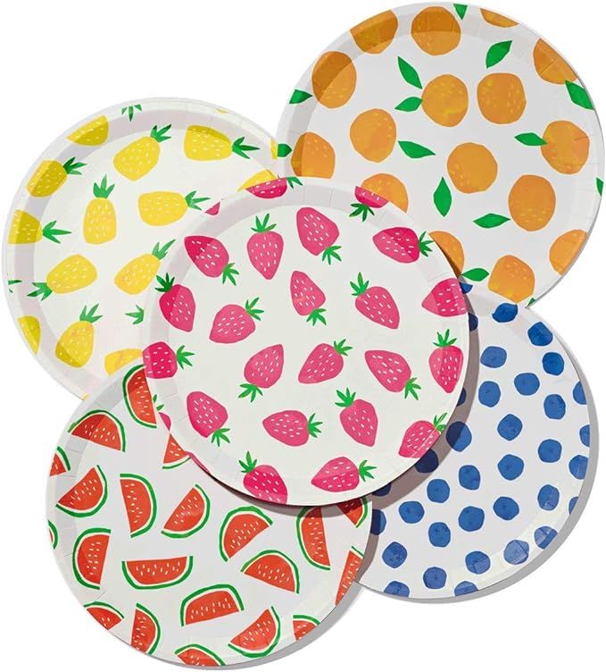 Coterie Fruit Large Paper Plates (Set of 10) - Party Plates For Summer Party, Kids Birthday, Tutt... | Amazon (US)