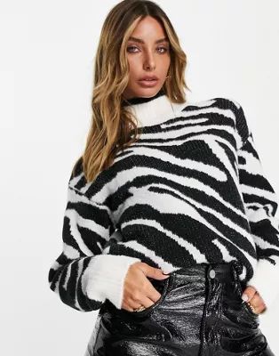 NA-KD oversized knitted jumper in zebra print | ASOS (Global)