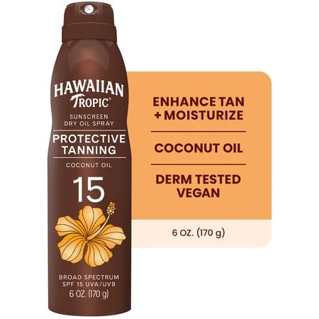 Hawaiian Tropic Protective Tanning Sunscreen, SPF 15, Dry Oil Spray, 6 oz | Walmart (US)