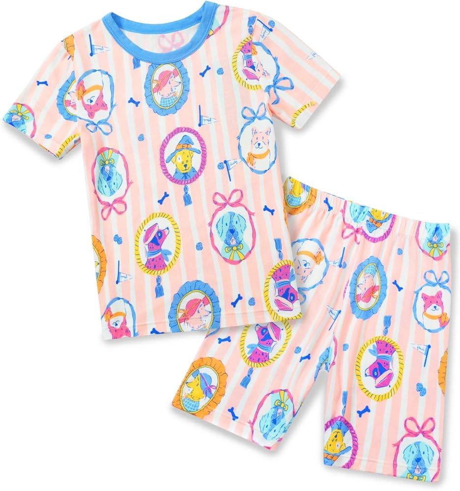 Bamboo Viscose Toddler Girls Kids Pajama Sets Short Summer Cool Snug fit Sleepwear Pjs 2pcs Set | Amazon (US)