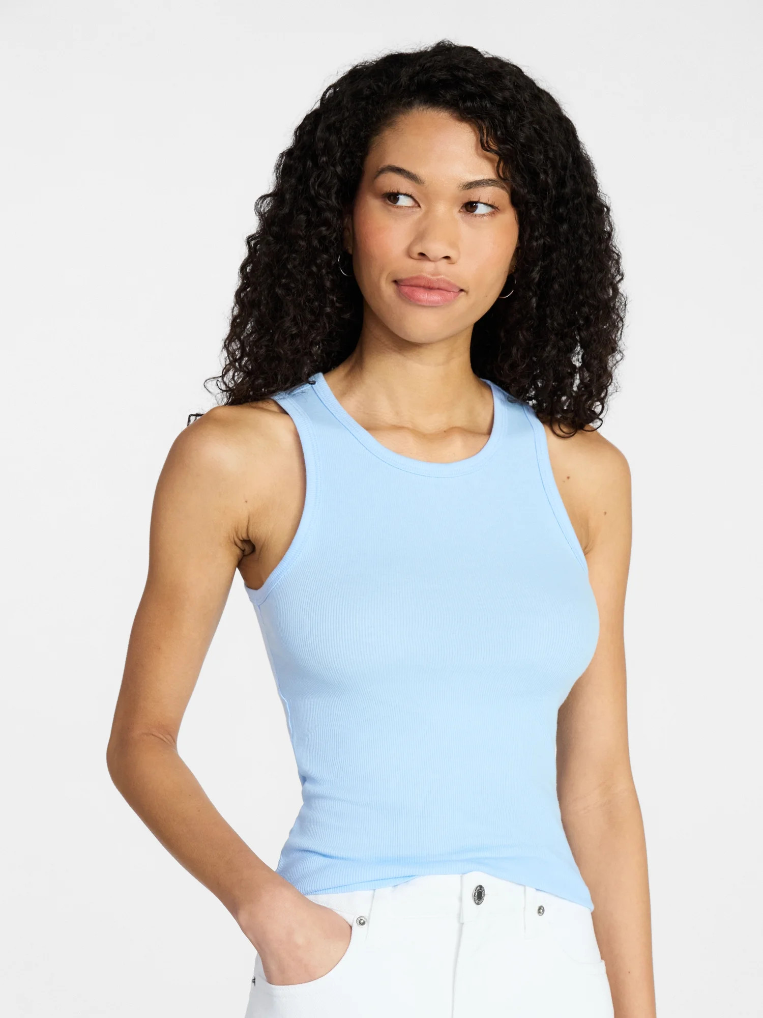 No Boundaries Ribbed High Neck Tank Top, Women's XXS-XXL | Walmart (US)
