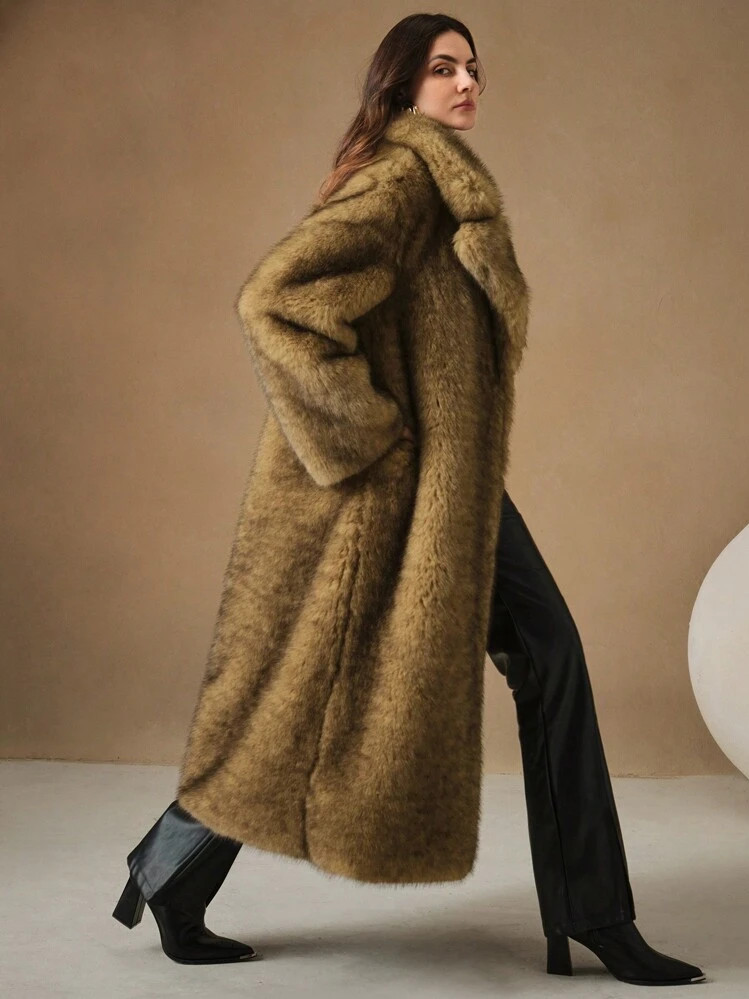 Anewsta New Autumn Winter Fashion Fluffy Long Coat, Elegant Lady Furry Parka Outerwear | SHEIN