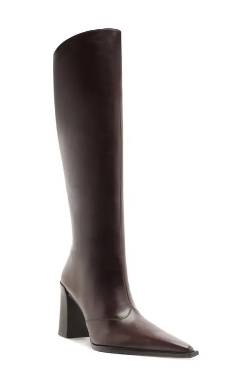 Schutz Raffaela Up Block Pointed Toe Knee High Boot in Dark Chocolate at Nordstrom, Size 10 | Nordstrom