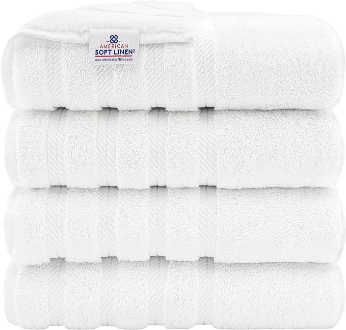 American Soft Linen Luxury 4 Piece Bath Towel Set, 100% Cotton Turkish Bath Towels for Bathroom, ... | Amazon (US)