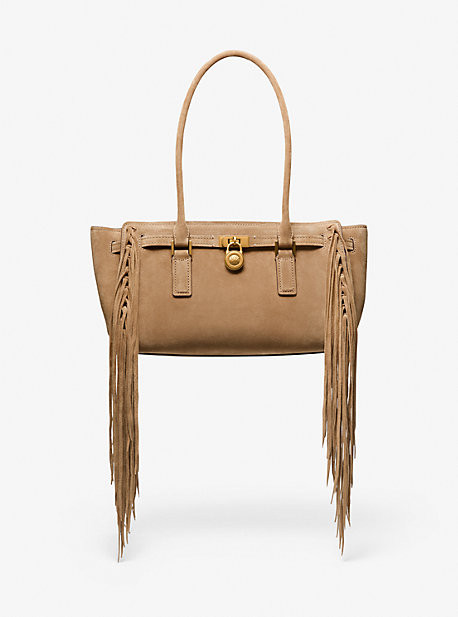 Hamilton Moderne Small Fringed Suede Satchel | Michael Kors US