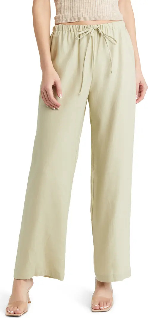Olina Straight Leg Linen Drawstring Pants | Nordstrom