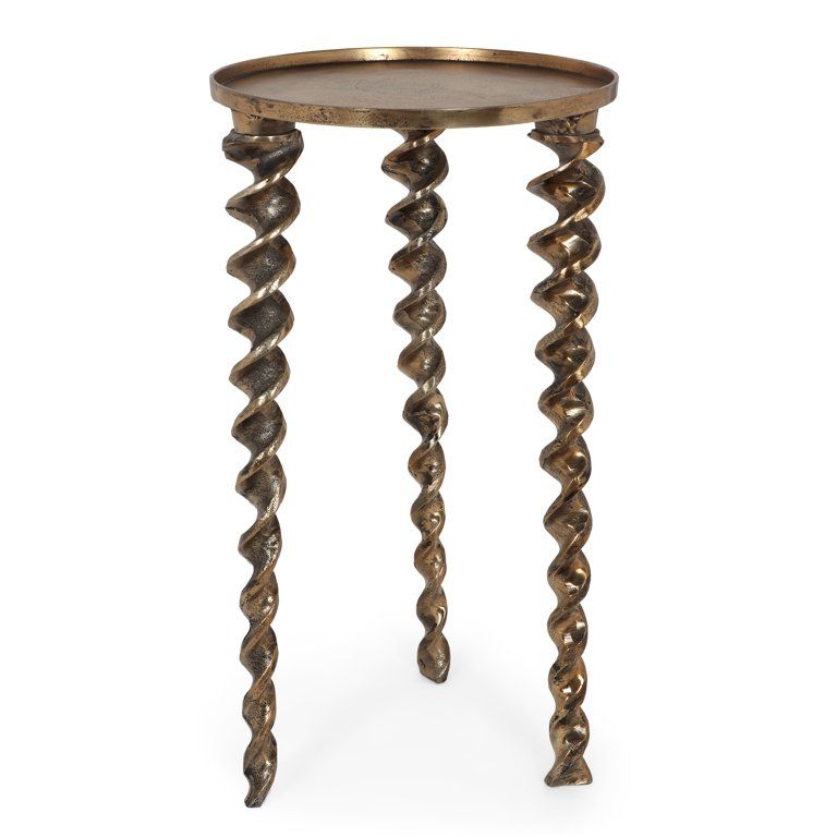 Noble House Cuthbert Aluminum Handcrafted Side Table, Antique Brass | Walmart (US)