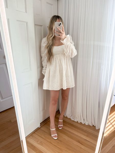 White mini dress, so flattering wearing size XS 🤍🌸 spring dress, white dress, summer dress, country concert outfit

#LTKstyletip #LTKfindsunder100 #LTKwedding