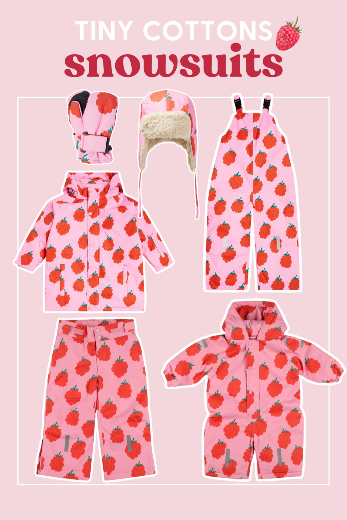 スキー TOAST [TINY COTTONS] Bow  pant_pink Raspberries padded snowsuit curated on LTK