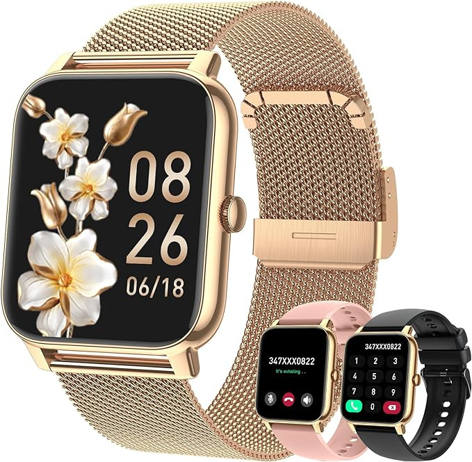 Smart Watch for Women Fitness Tracker: Gold Smart Watches for Women Digital Mens watches Make/Ans... | Amazon (US)