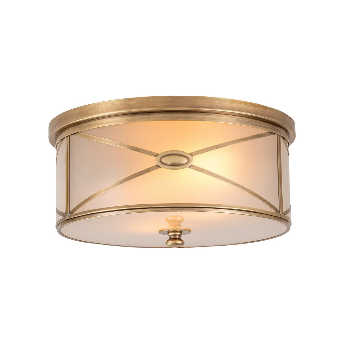 C Cattleya 2-Light Brass Flush Mount with Frosted Glass Shade | Target