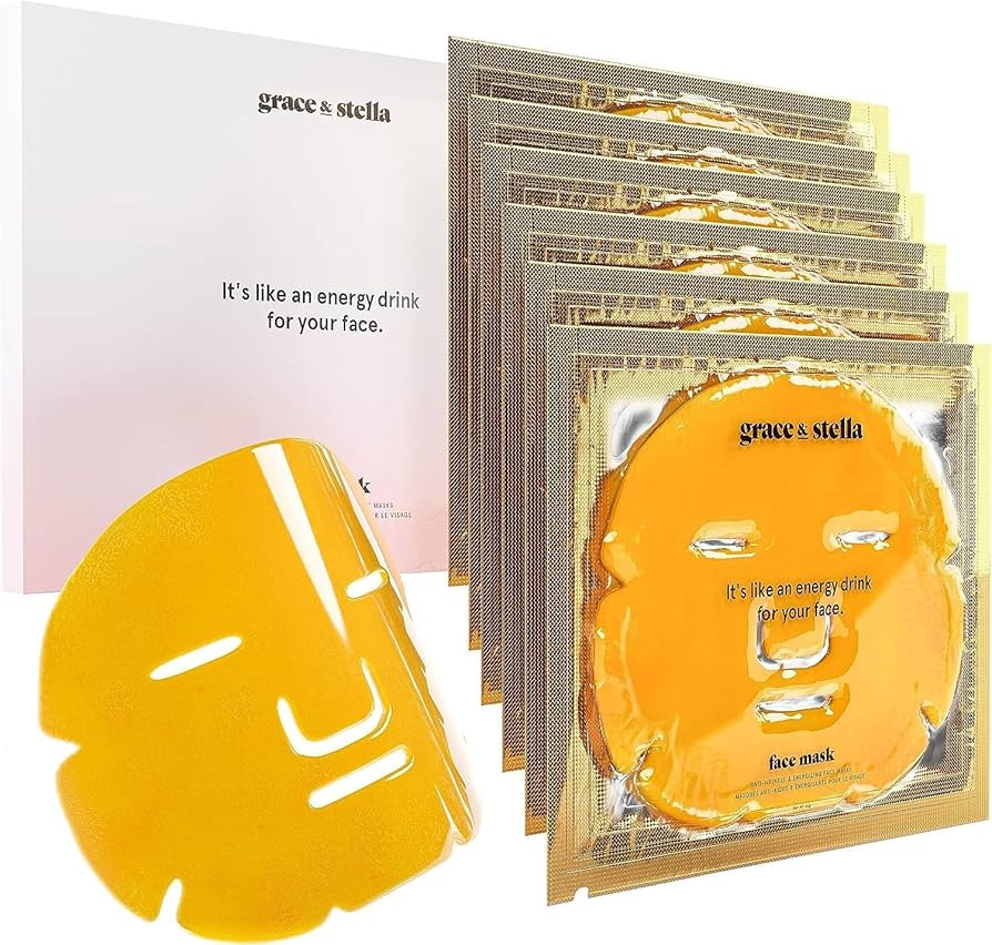 24K Gold Face Mask (6 pcs) - Vegan Gold Facial Mask - Boosting Collagen Facial Mask - Hydrating G... | Amazon (US)