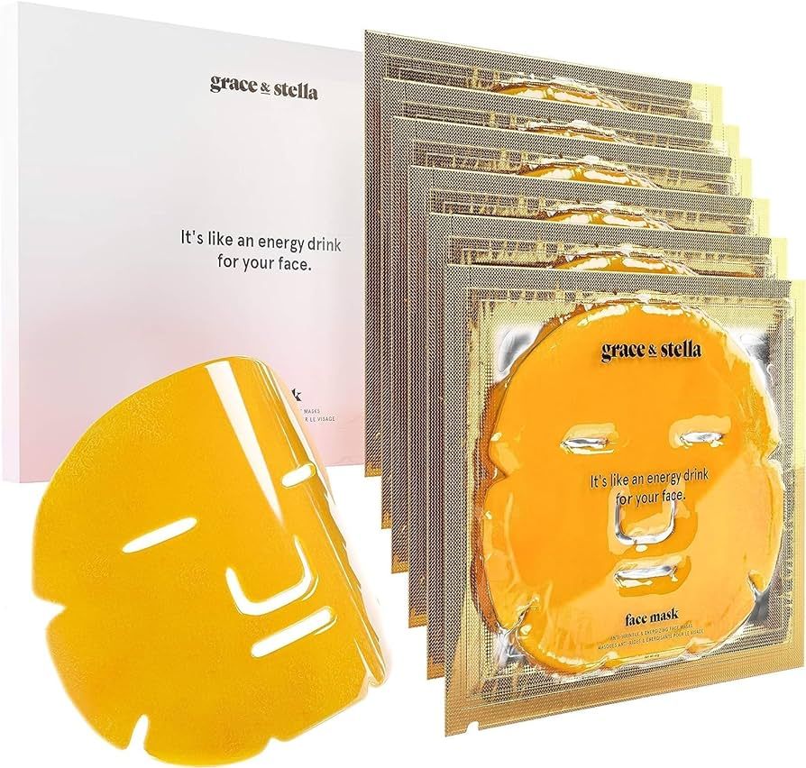 24K Gold Face Mask (6 pcs) - Vegan Gold Facial Mask - Boosting Collagen Facial Mask - Hydrating G... | Amazon (US)