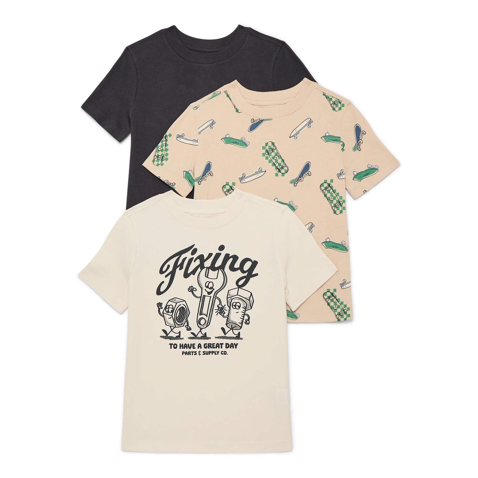 Wonder Nation Little Boys Multipack Short Sleeve Tees, 3-Pack, Sizes 4-10 | Walmart (US)