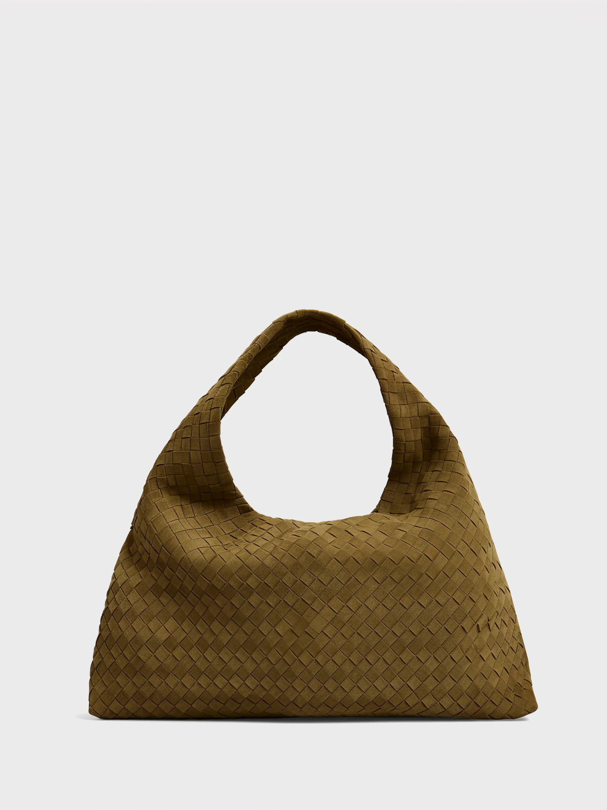 Iaura Faux Suede Woven Shoulder Bag - Olive Green | JW PEI US