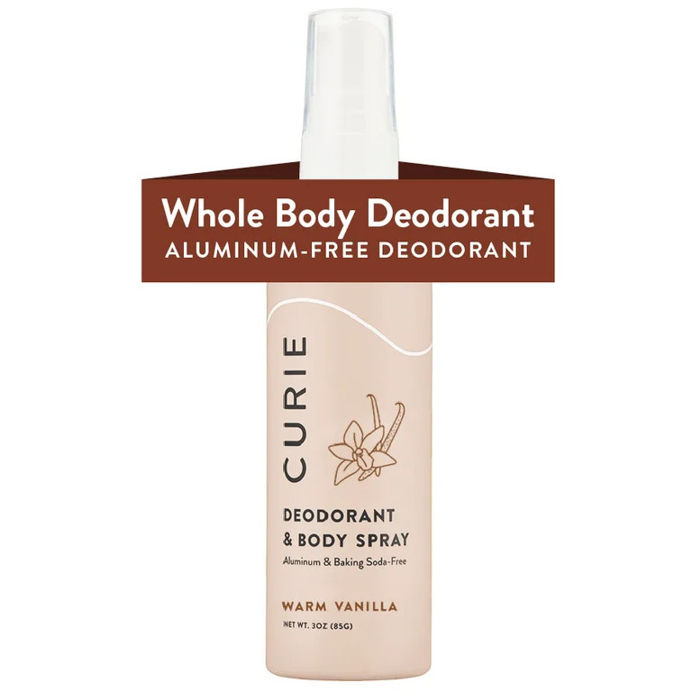 Curie Full Body Natural Deodorant Spray for Men and Women, Aluminum-Free, Warm Vanilla, 3 fl oz | Walmart (US)