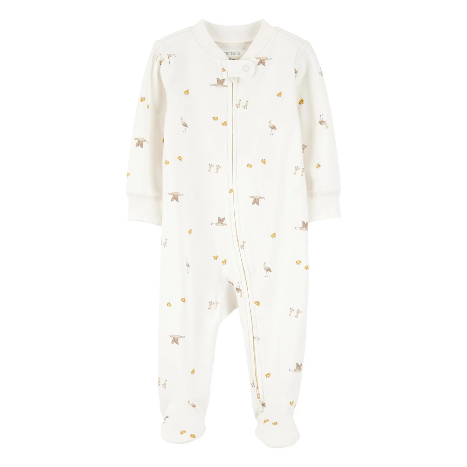 Baby Carter's Mini Bird Print 2-Way Zip Sleep & Play Pajamas, Kids Unisex, Size: 9 Months, White | Kohl's
