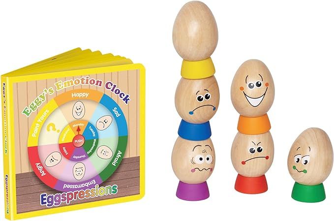 Hape Eggspressions Wooden Learning Toy with Illustrative Book, 13 pieces | Amazon (US)