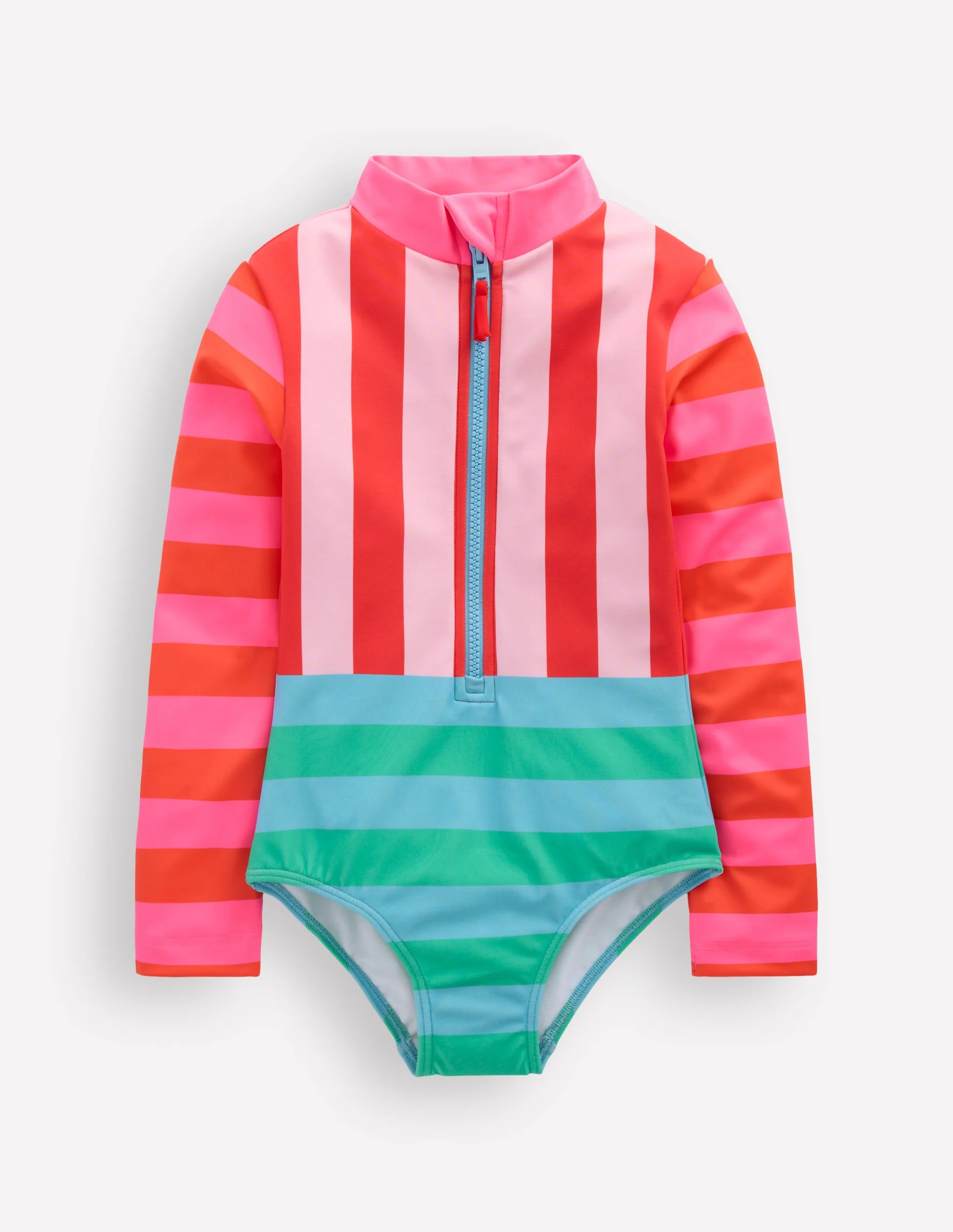 Long-Sleeved Swimsuit-Multi Hotchpotch Stripe | Boden (US)