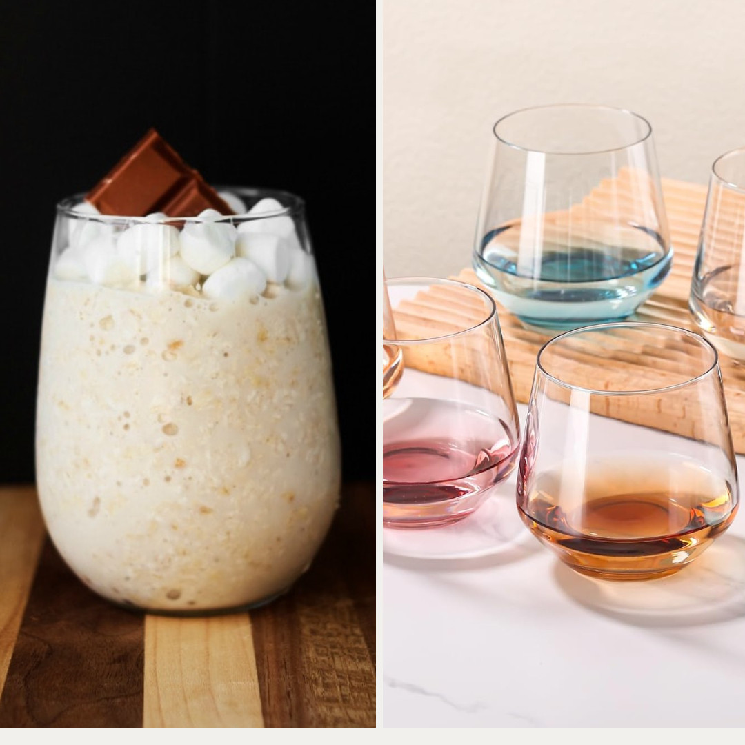These beautiful multi-colored stemless glasses have a coupon available, making a set of 6 just over $22 right now on @Amazon! 

Sure, you can drink out of them, but another fun idea is using them to make these S'mores Overnight Oats in to impress your family and friends (just cover in saran wrap until ready to eat). 

Find these and other fun options for making overnight oats (and storing their toppings in) here. 

@amazonhome #FoundItOnAmazon #amazonpartner 

 #LTKHome #LTKSaleAlert #LTKFindsUnder50