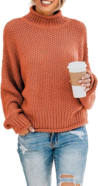 Dearlove Women Turtleneck Long Sleeve Chunky Knitted Sweaters Pullover Jumper Tops | Amazon (US)