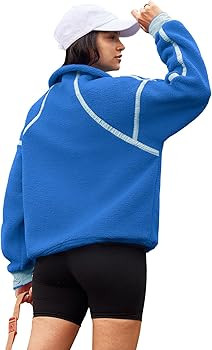Panadila Womens Half Zip Sherpa Fleece Pullover Soft Oversized Sweatshirt with Pockets Warm Fuzzy... | Amazon (US)