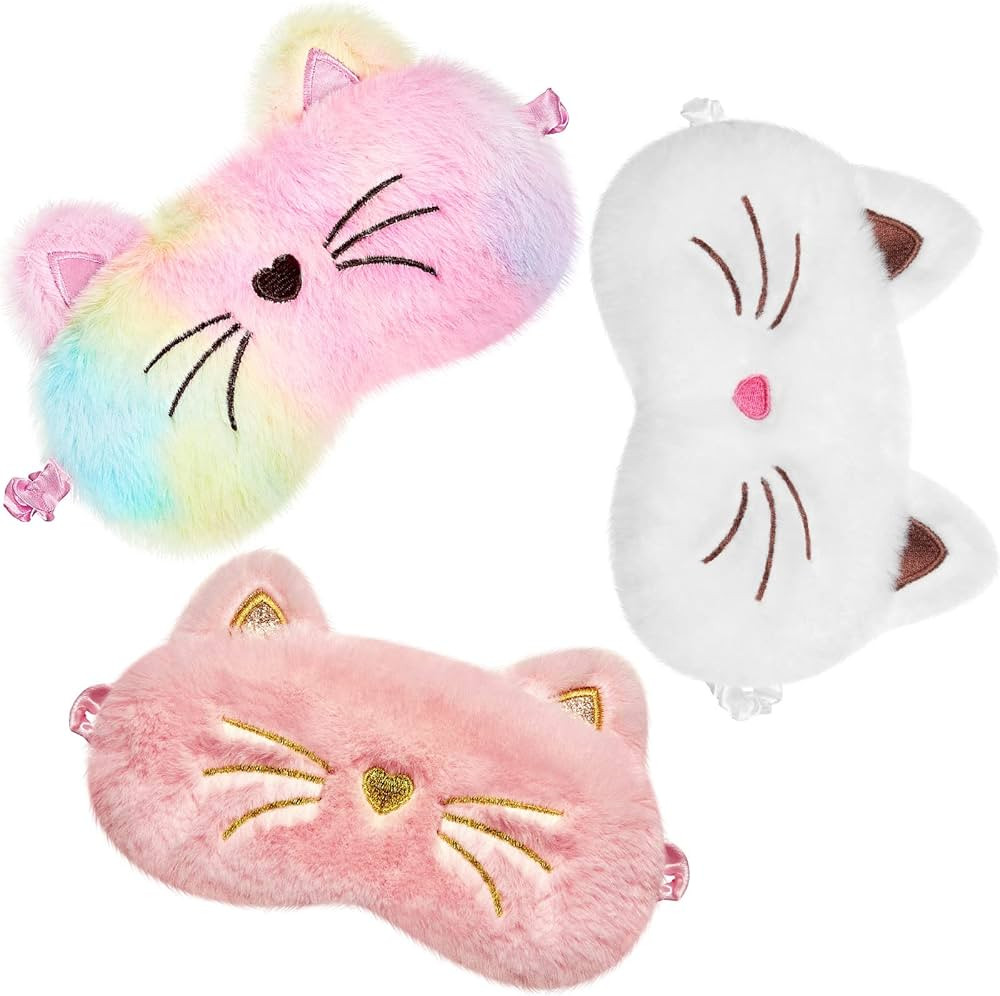 Geyoga Sleep Mask for Kids, Plush Sleeping Eye Cover 3 Pcs Soft Funny Blindfold Sleep Eye Cover A... | Amazon (US)