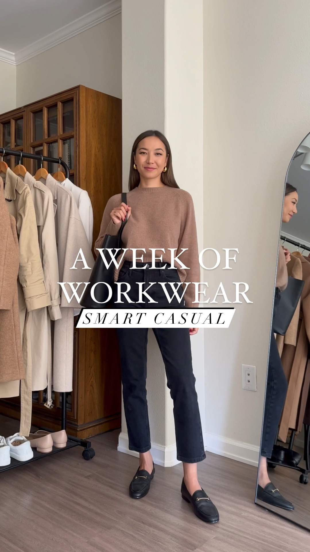 A week styling smart casual workwear - wearing Everlane 

Cashmere sweaters xs 
Jeans - mid wash blue sized down one, shortest inseam
Black jeans tts 

#LTKstyletip #LTKworkwear #LTKSeasonal