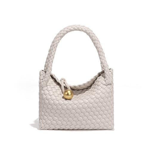 Waiyqju Mini Woven Women's Handbag Lightweight Luxury Vegan Leather Handle Fashion Business Daily Crossbody Bag (6# Off-white) | Amazon (US)