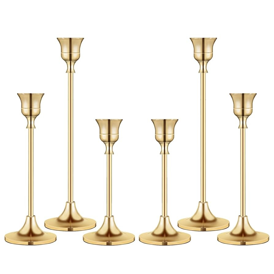 Candlestick Holders,Taper Candle Holder for Candlesticks Gold Brass Vintage Candle Stick Candle H... | Amazon (US)