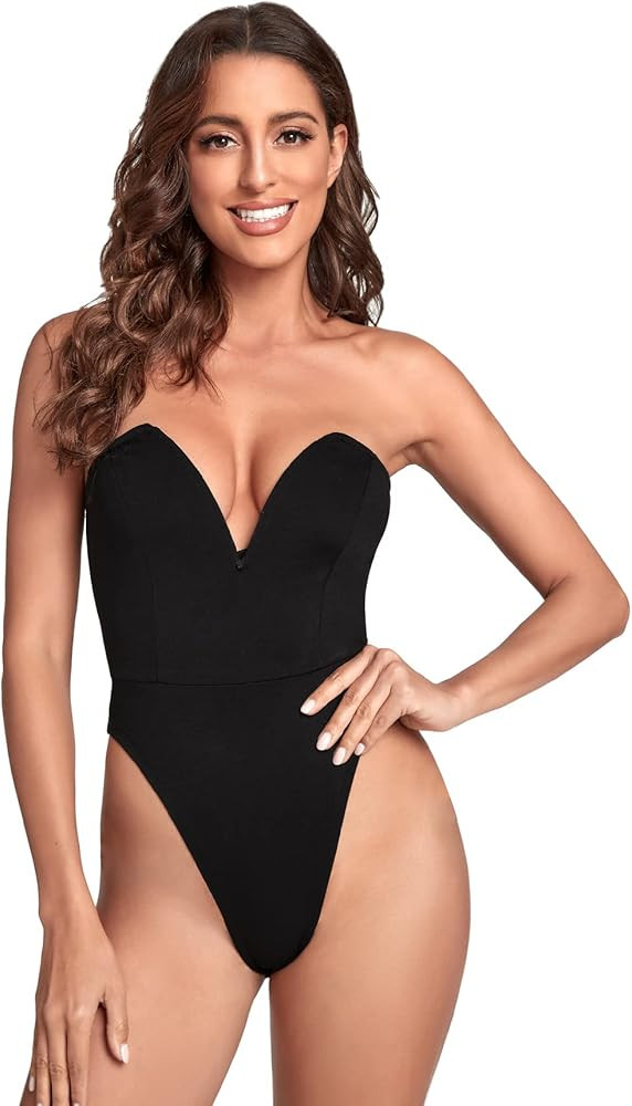 Verdusa Women's Sweetheart Neck Strapless High Waist Leotard Thong Bodysuit | Amazon (US)