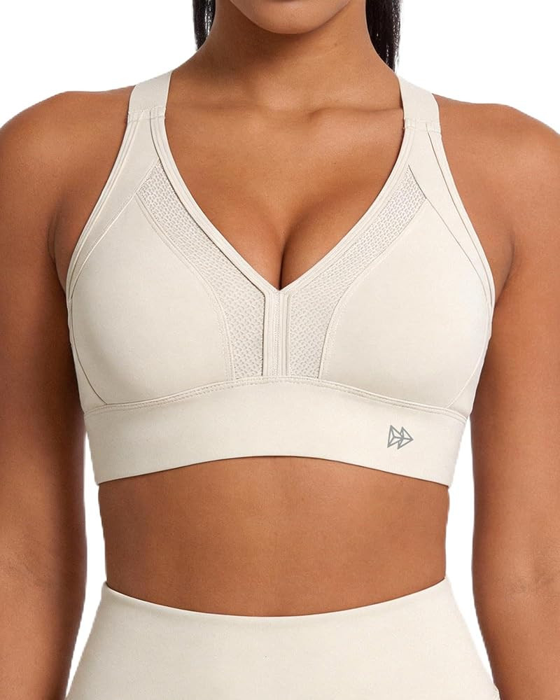 Yvette Sports Bras for Women High Impact Support, Sleek V-Neck with Adjustable Criss Cross Straps... | Amazon (US)