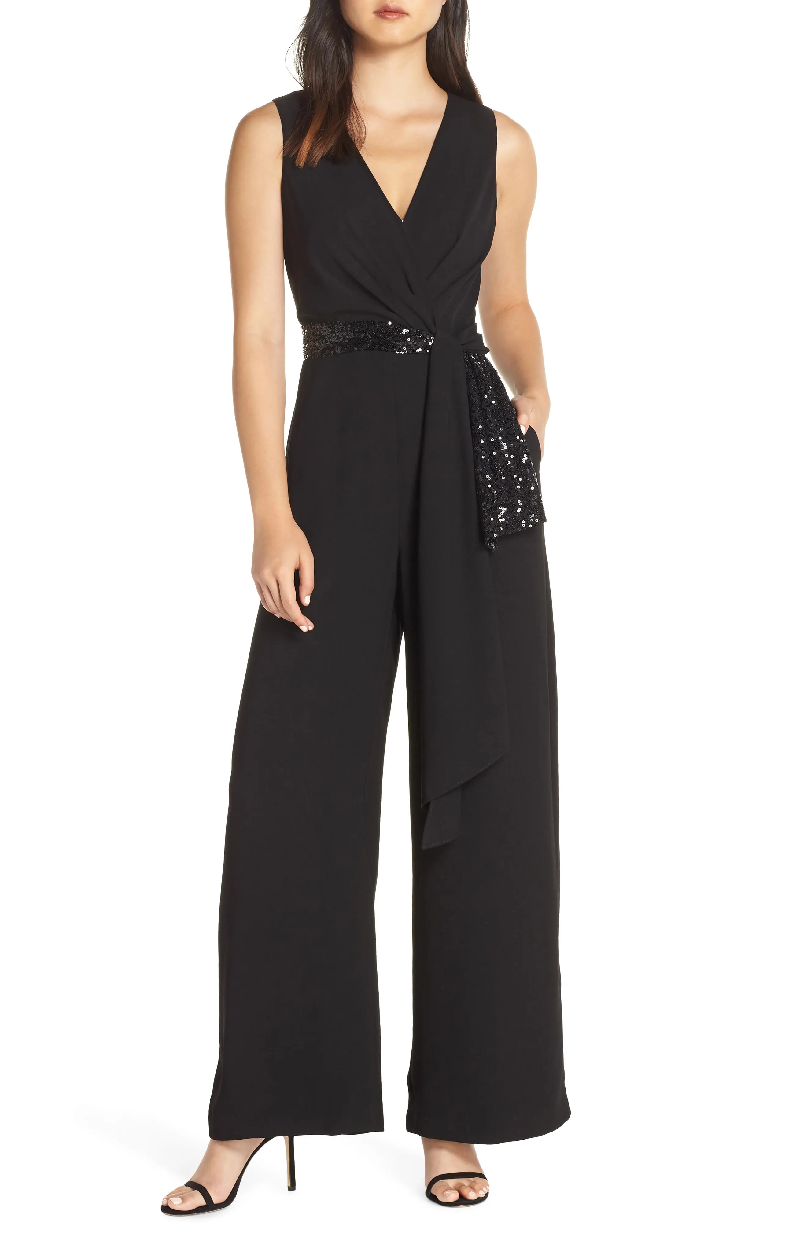 Eliza J Sequin Wrap Detail Jumpsuit (Regular & Petite) | Nordstrom
