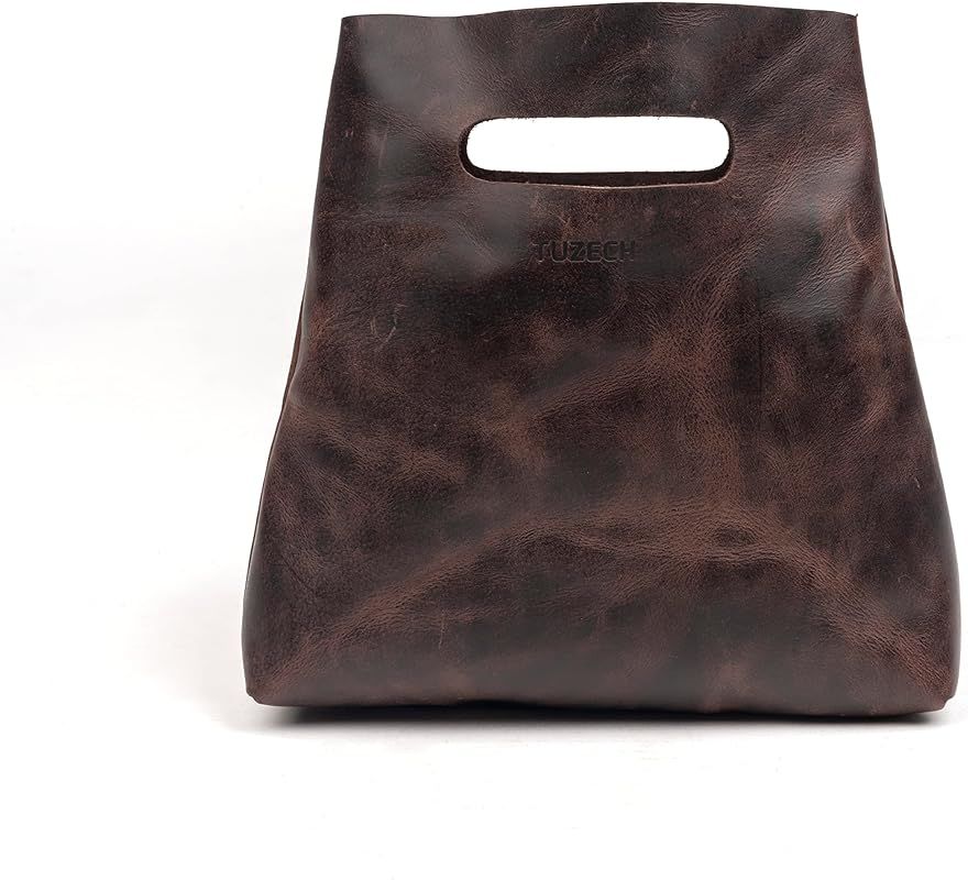 Tuzech Minimalist Handbag Handmade from Full Grain Leather and Sheepskin | Amazon (US)