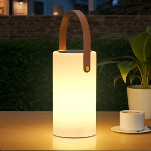 Portable Solar Table Lamp 2 in 1 Charging Outdoor Lantern with Remote RGB Cordless Lights, Water-... | Amazon (US)