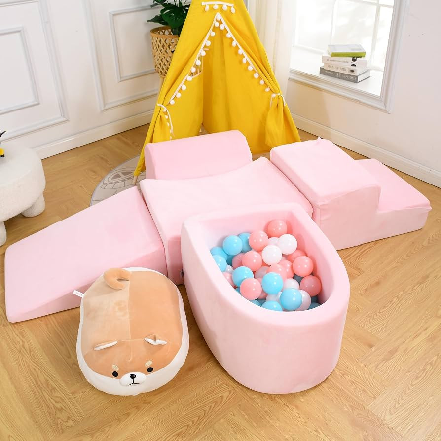 Soft Play Climb and Crawl Activity Playset - Foam Climbing Blocks for Toddlers 1-3 - Luxury Velve... | Amazon (US)