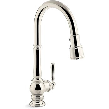 KOHLER K-99259-SN Artifacts Kitchen Sink Faucet, 17.63 x 4.31 x 8.50 Inches, Vibrant Polished Nic... | Amazon (US)