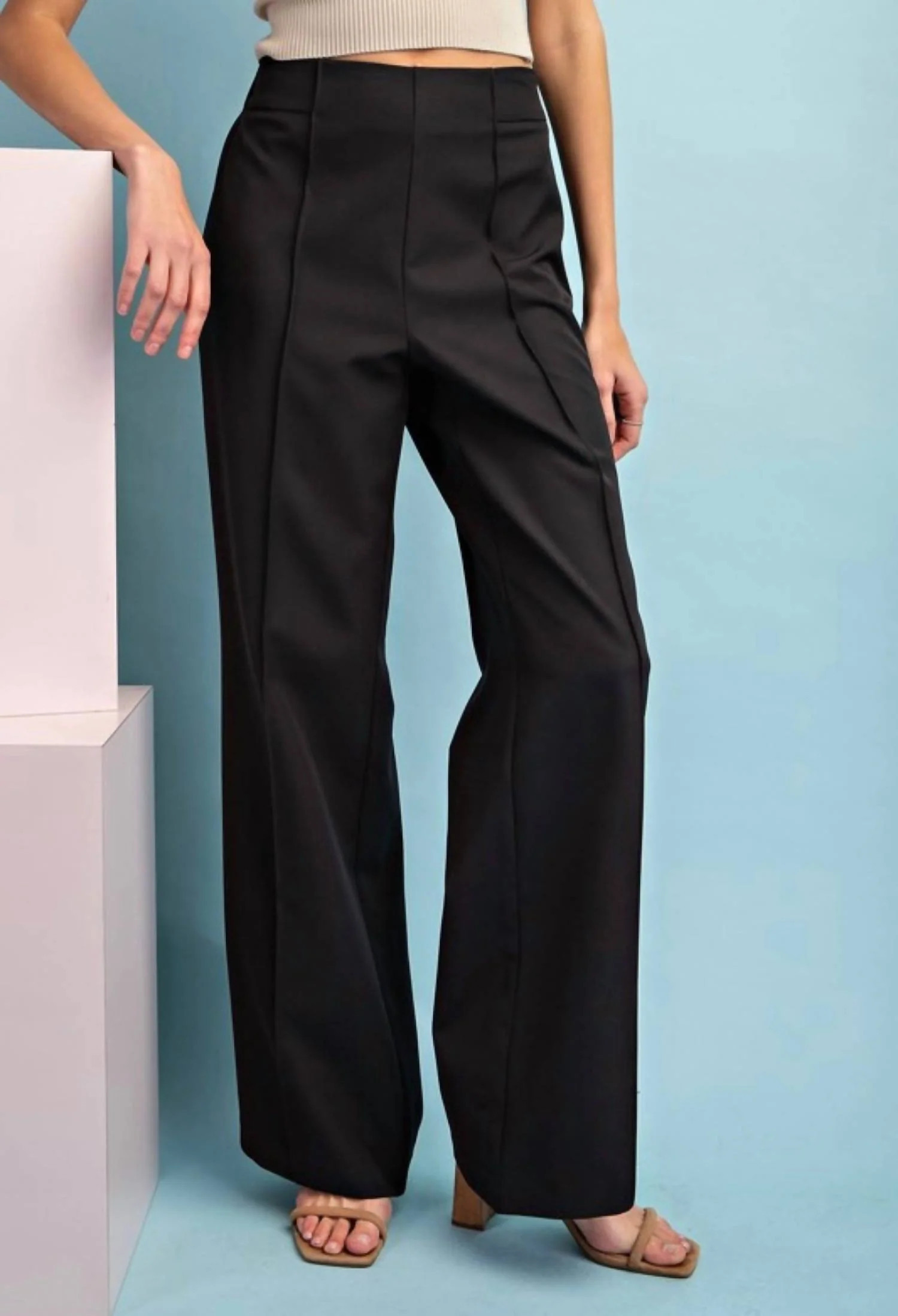 Casual Wide Leg Trouser In Black | Shop Simon