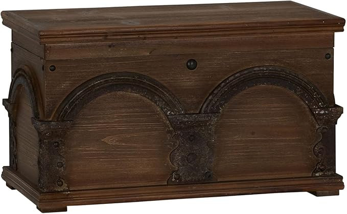 Household Essentials Wooden Arch Trunk Storage Chest, Small, Brown | Amazon (US)