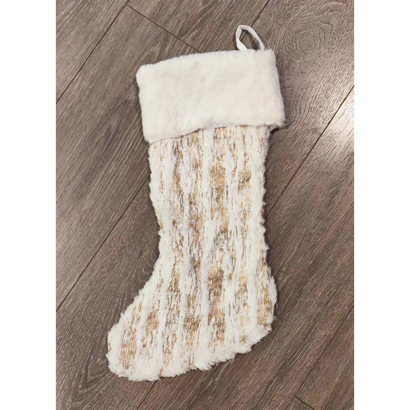 Foil Faux Fur Christmas Stocking | Wayfair North America