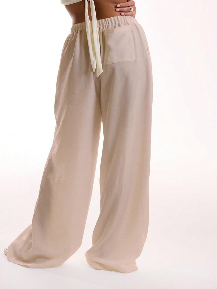 RoseSeek Women's Beach Cover Ups Wide Leg Loose Linen Pants Swimsuit Coverup Summer Vacation Outf... | Amazon (US)