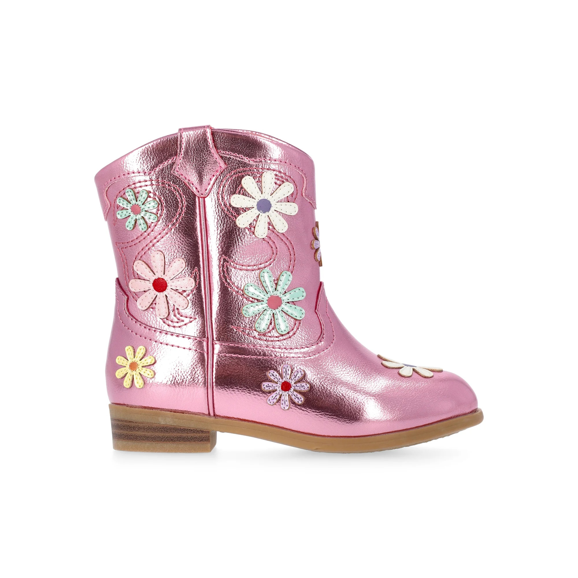 Wonder Nation Girls and Toddler Western Daisy Boots | Walmart (US)
