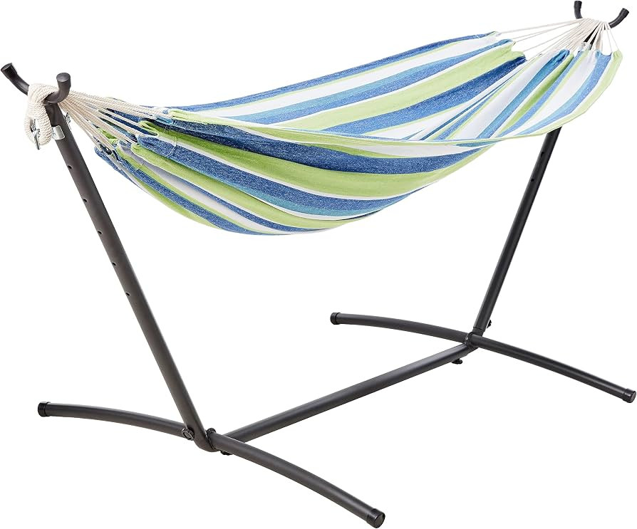 Amazon Basics Double Hammock with 9-Foot Space Saving Steel Stand and Carrying Case, 2 Person, 45... | Amazon (US)