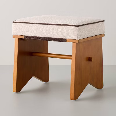 Upholstered Mid Century Ottoman Cream - Hearth & Hand™ with Magnolia | Target