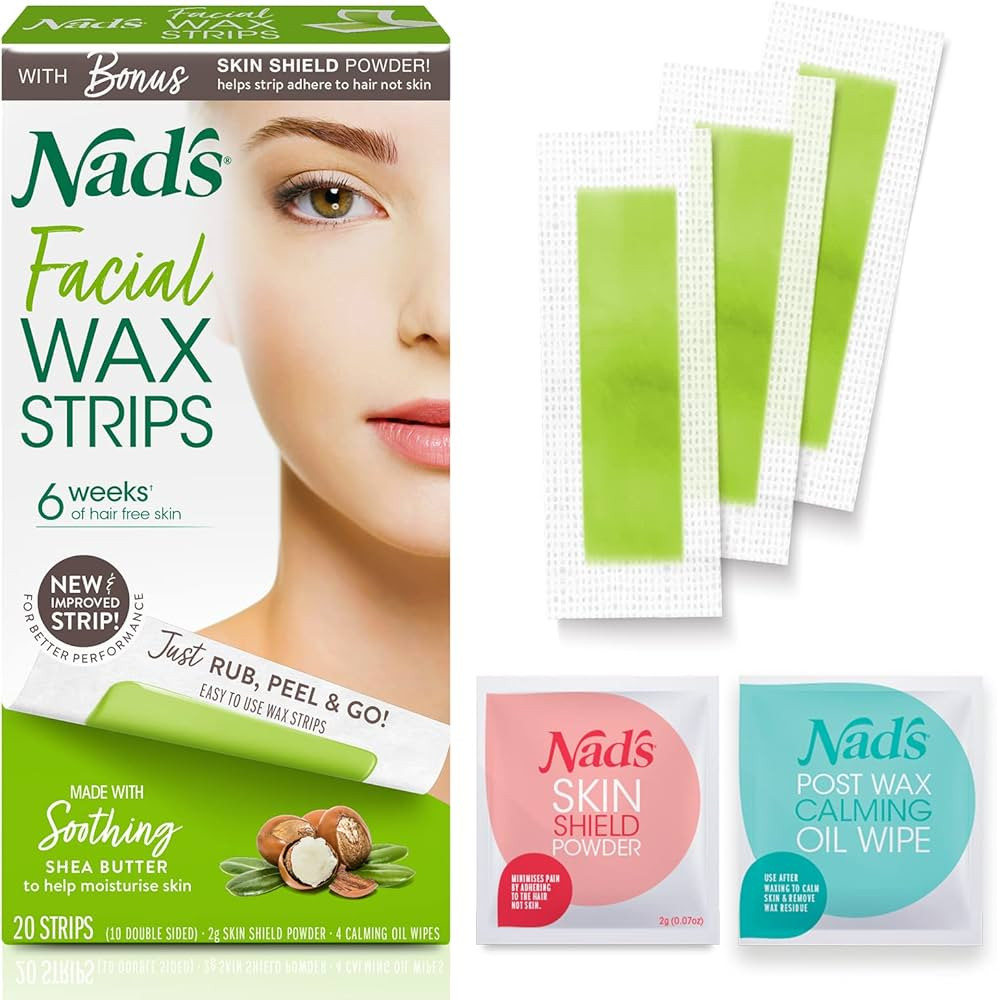 Nad's Facial Wax Strips - Hypoallergenic All Skin Types - Facial Hair Removal For Women - At Home... | Amazon (US)