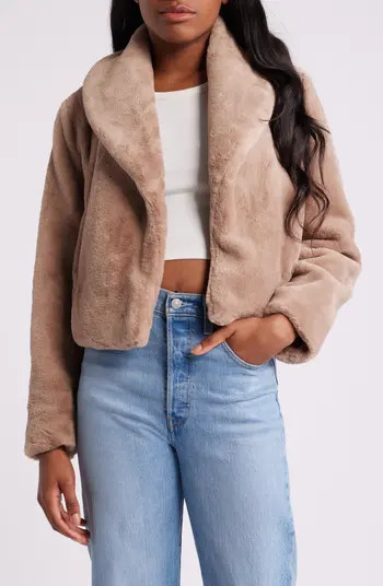 BLANKNYC Shawl Collar Faux Fur Jacket in Be My Guest at Nordstrom, Size Large | Nordstrom