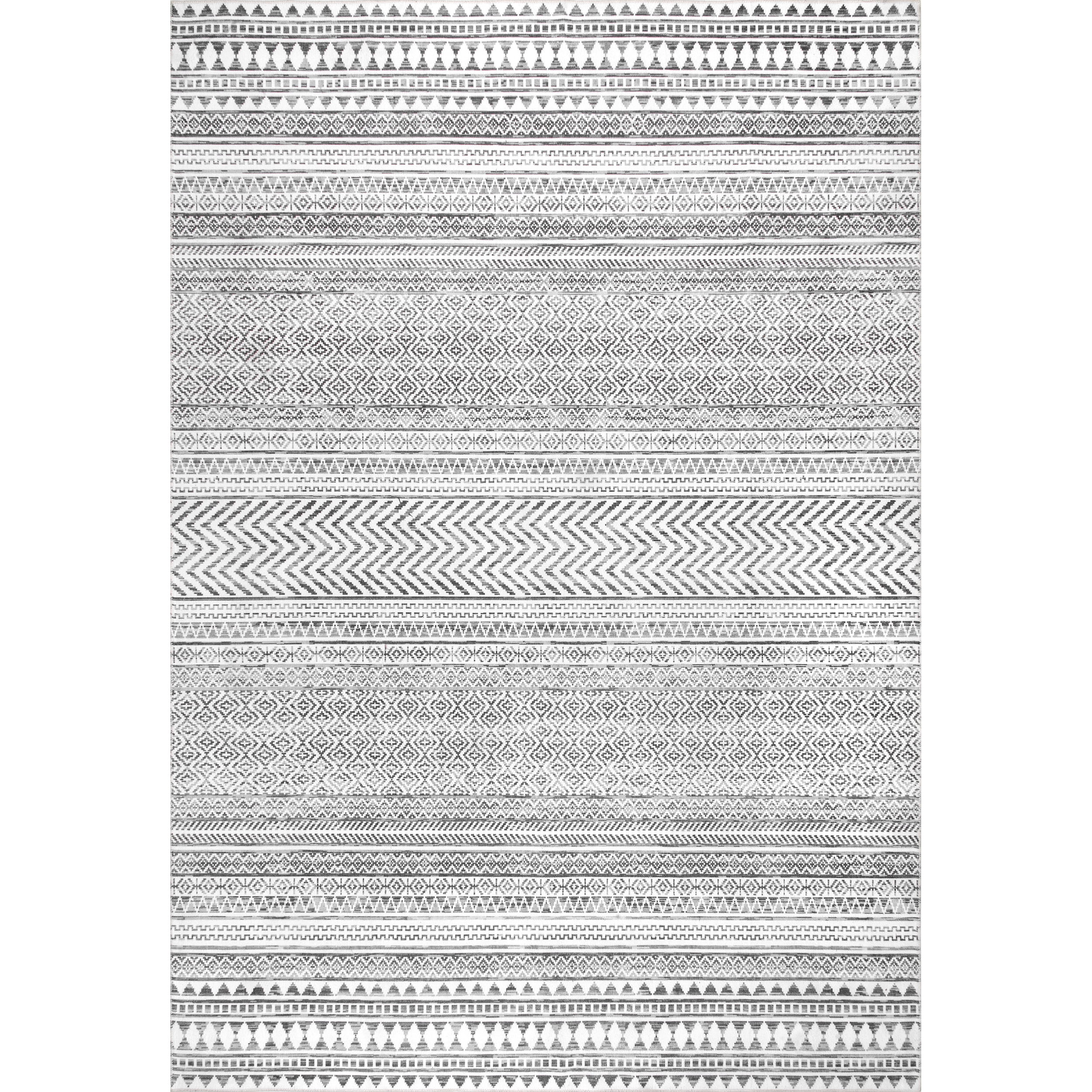 nuLOOM Kira Machine Washable Tribal Geometric Area Rug, 8' x 10', Gray | Walmart (US)