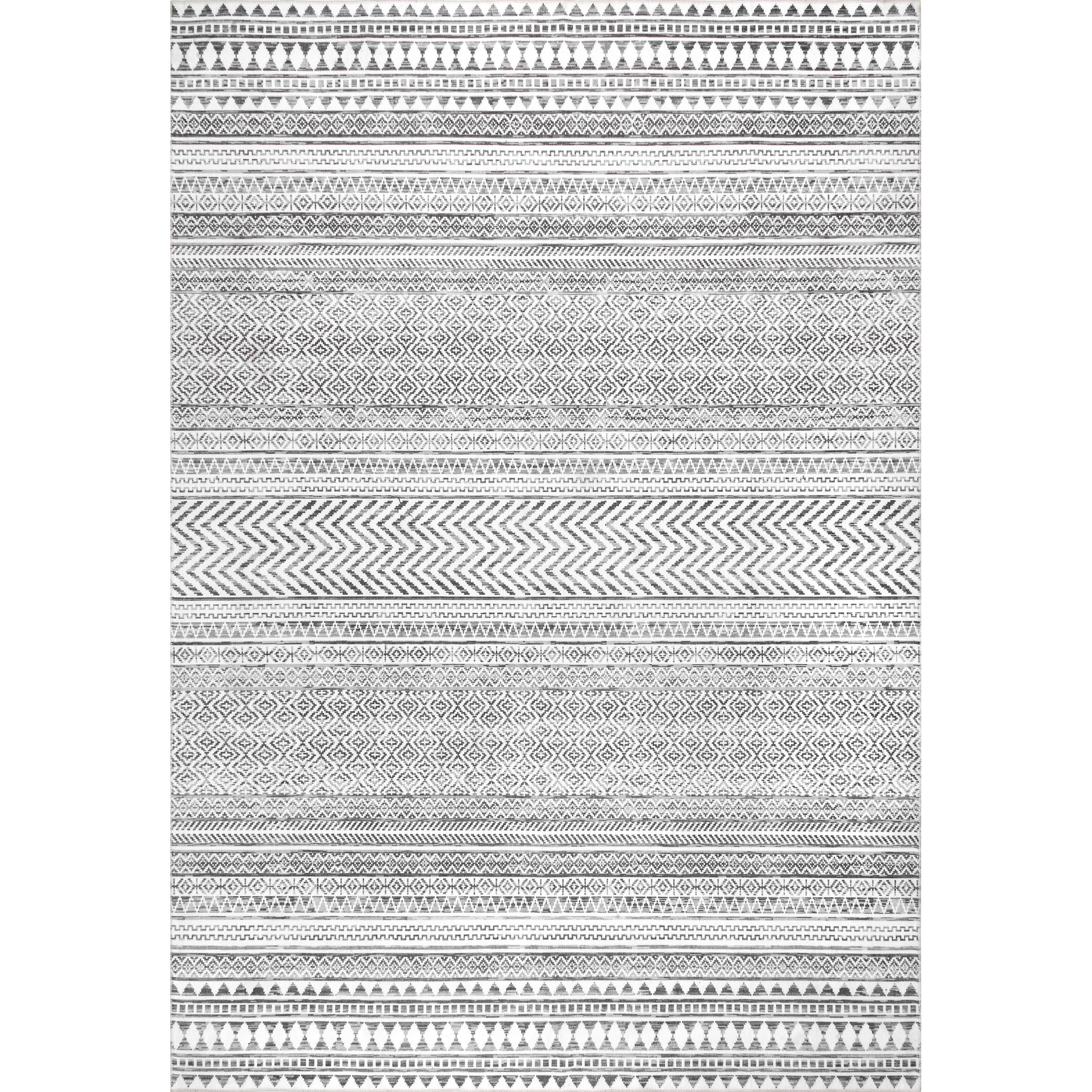 nuLOOM Kira Machine Washable Tribal Geometric Area Rug, 8' x 10', Gray | Walmart (US)